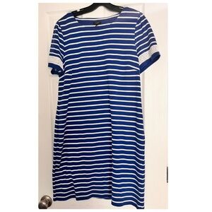 Talbots Blue and White Cuffed Sleeve Shirt Dress